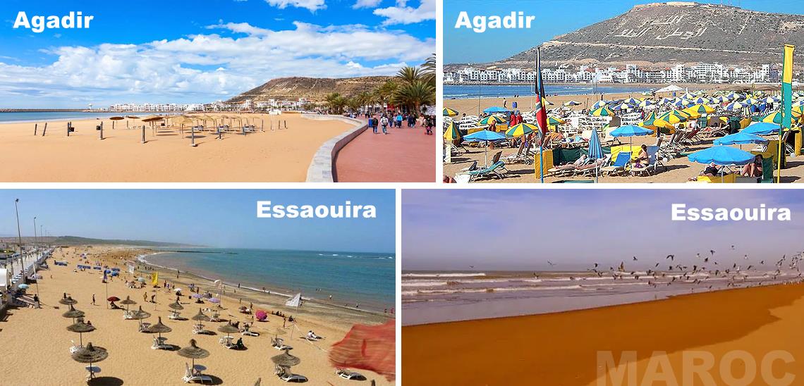 Plages Agadir et plages Essaouira au Maroc