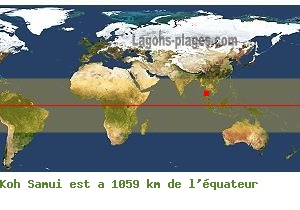 Distance quatoriale de Koh Samui, THAILANDE !
