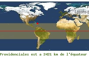 Distance équatoriale de Providenciales, ILES TURKS ET CAICOS !