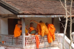 Laos, moines bouddhistes