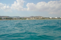 Tunisie, Hammamet plage vue de la mer