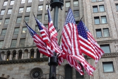 New York City, USA, Manhattan, drapeaux américains USA
