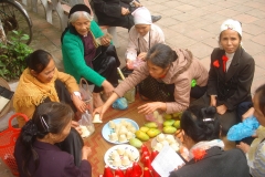 Vietnam, vendeuse de gateaux et de mangues