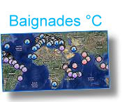 Rpartition goagraphique des plages selon la temprature de baignade