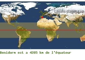 Distance équatoriale de Bernidorm, ESPAGNE !
