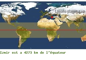 Distance équatoriale de Izmir, TURQUIE !