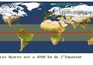 Distance équatoriale de Les Açores, PORTUGAL !