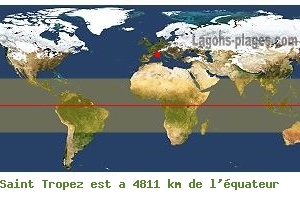 Distance quatoriale de Saint Tropez, FRANCE !