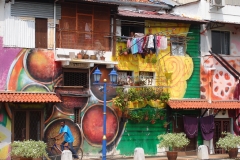Rivière, maisons colorées, Malacca, Malaisie