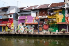 Rivière, maisons colorées, Malacca, Malaisie