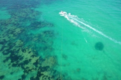 Tunisie, Djerba, vue aérienne mer turquoise coté Yati beach