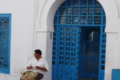 Tunisie, Sidi Bou Saïd, maison blanche et bleue