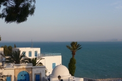 Tunisie, Sidi Bou Saïd, vue de la mer Méditerranée