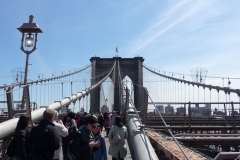 New York City, USA, Manhattan sud sur le pont de Brooklyn