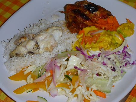 Barracuda et riz des Seychelles