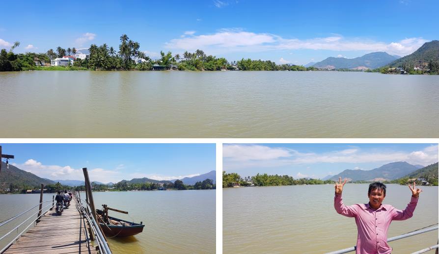 Rivière Cai Nha Trang et pont de bois Cau go Phuoc Kieng