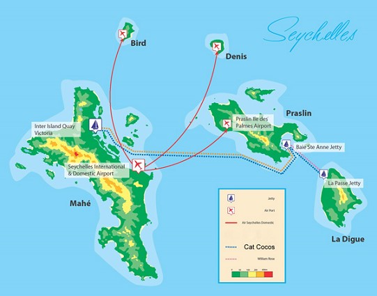 Seychelles inter-îles avions et bateaux