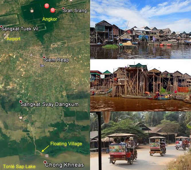 Village flottant de Chong Khneas sur le lac Tonlé Sap