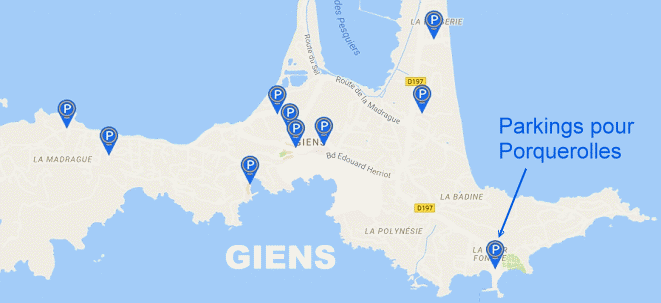 Ile de Porquerolles parking Giens