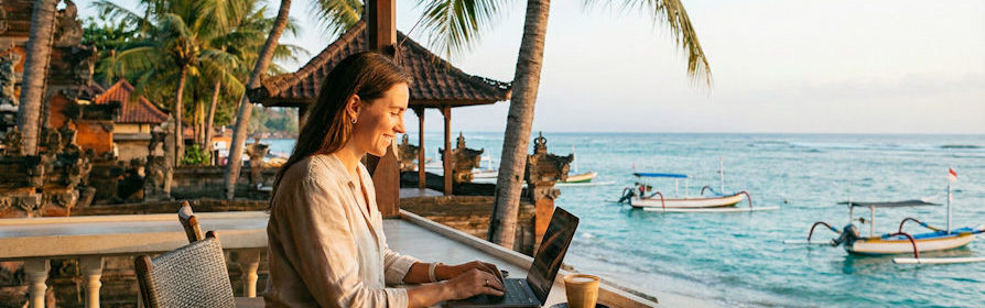 Télétravail sous les tropiques au soleil