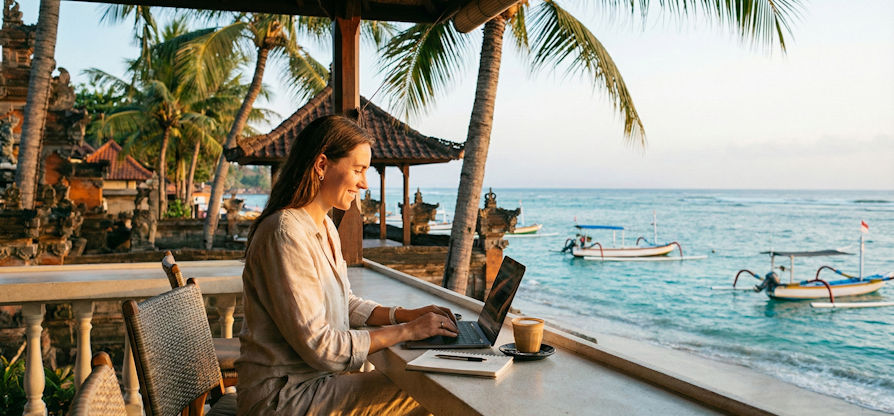 Télétravail sous les tropiques au soleil