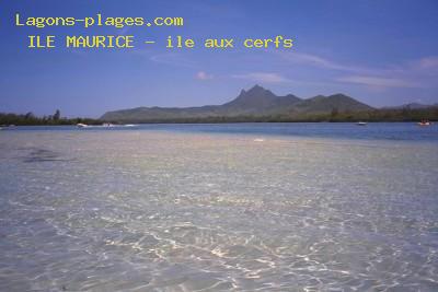Plage de l' ile maurice à Ile aux cerfs et montagne bambous